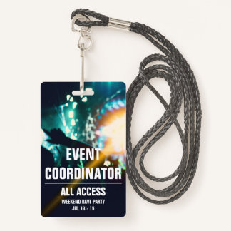 Custom Event Coordinator All Access Concert Pass ID Badge