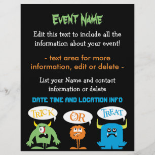 Custom Event Cute Halloween Monsters Flyer