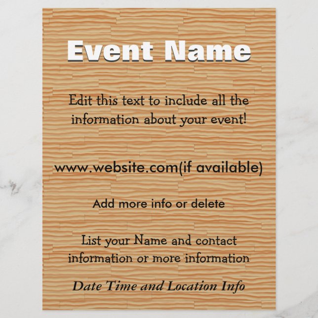 Custom Event Pine Wood Flyer (Front)