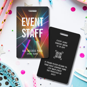 Custom Event Staff All Access Pass QR Code ID Badge