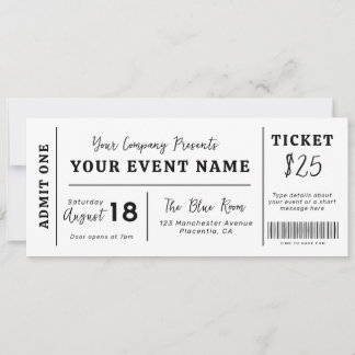 Custom Event Ticket, Concert Fake Ticket, School Invitation