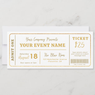 Custom Event Ticket, Concert Fake Ticket, School Invitation