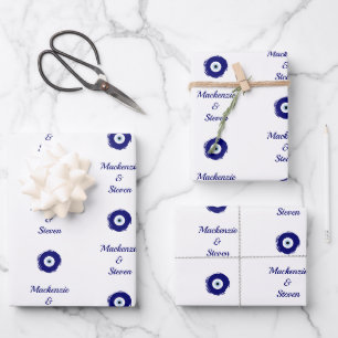 Custom Evil Eye Couple Wedding Bride Groom Gift Wrapping Paper Sheet