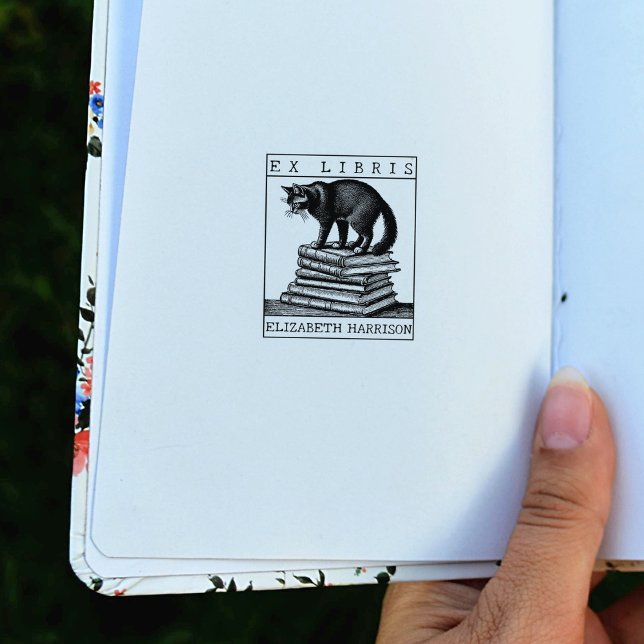Custom Ex Libris Bookplate, Vintage Cat Book  Rubber Stamp (Creator Uploaded)