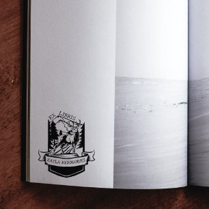 Custom Ex Libris, Forest Deer Book Rubber Stamp