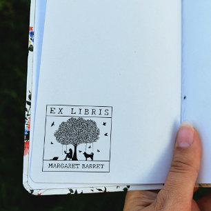 Custom Ex Libris, Forest Fox Book     Rubber Stamp