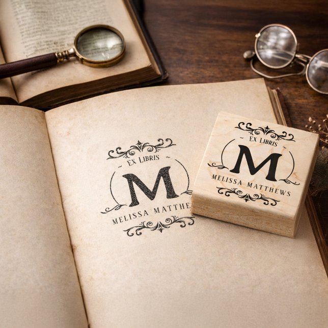 Custom Ex Libris Monogram Book Plate Rubber Stamp (Custom Ex Libris Monogram Book Plate Rubber Stamp)
