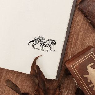 Custom Ex Libris, Tiger Book Rubber Stamp