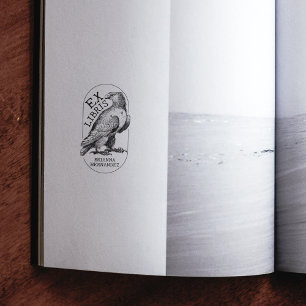Custom Ex Libris Vintage Eagle, Book  Rubber Stamp