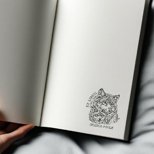 Custom Ex Libris Wolf Bookplate Rubber Stamp