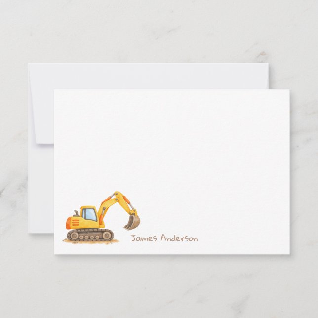 Custom Excavator Note Card (Front)