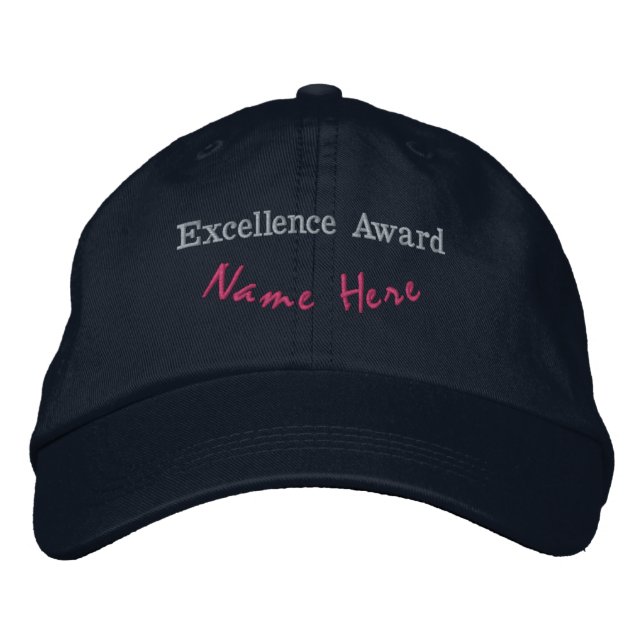 Custom Excellence Award Headwear Navy Colour Work Embroidered Hat (Front)