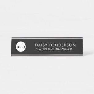 Custom Executive Desk Name Plate with Logo –