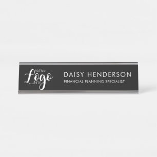 Custom Executive Desk Name Plate with Logo –