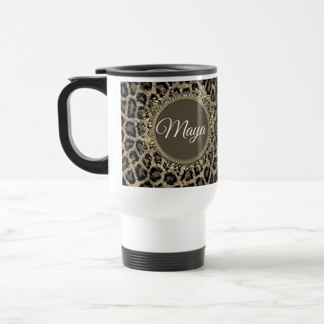 Custom Exotic Leopard Print  Travel Mug (Left)