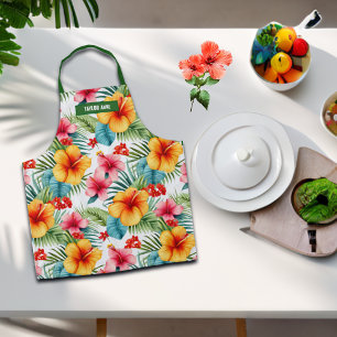 Custom Exotic Watercolor Hawaiian Floral Apron