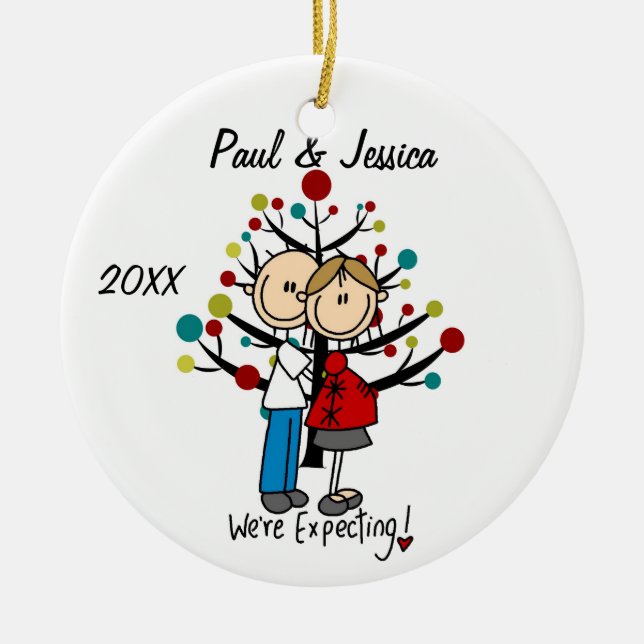 Custom Expectant Couple Christmas Ornament (Front)