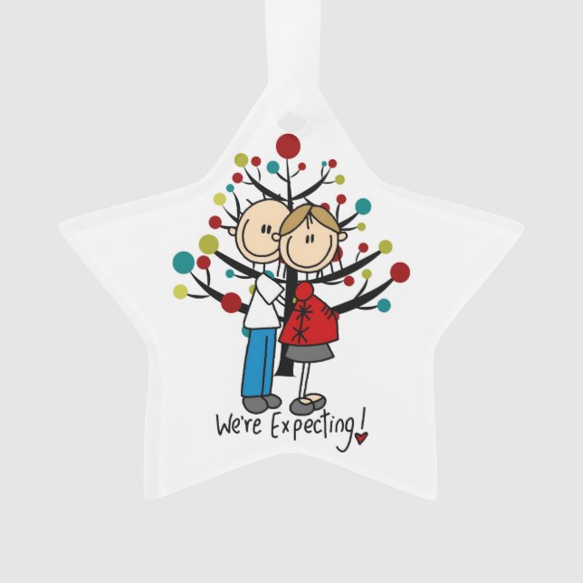 Custom Expectant Couple Holiday Acrylic Ornament (Front)