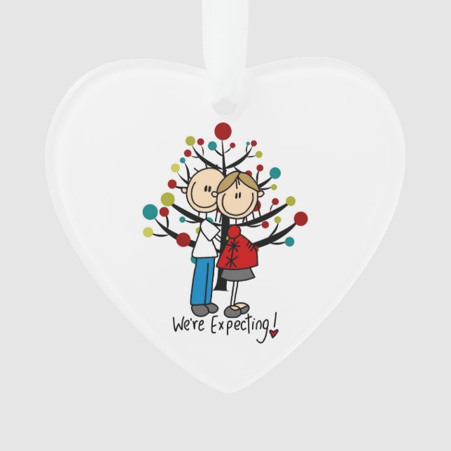 Custom Expectant Couple Holiday Acrylic Ornament (Front)