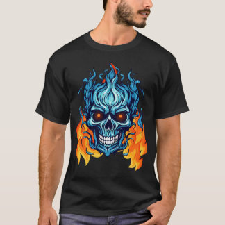 Custom eye catching monster in blue Fire black T-Shirt
