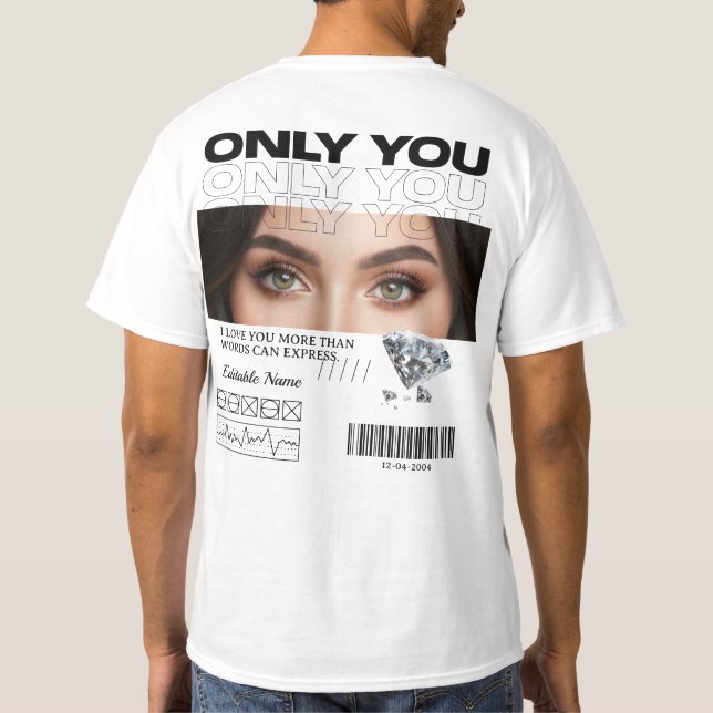 Custom Eyes Image & Name | Fully Personalized  T-Shirt (Back)