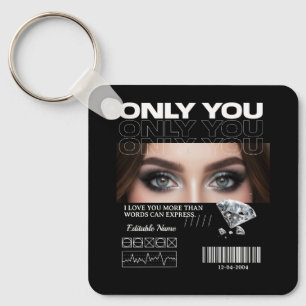 Custom Eyes Image & Name   Personalized Key Ring