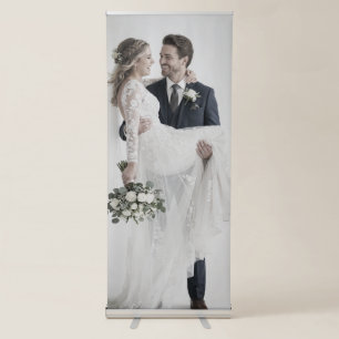 Custom Fabric Photo Wedding Welcome Sign, Linen Retractable Banner