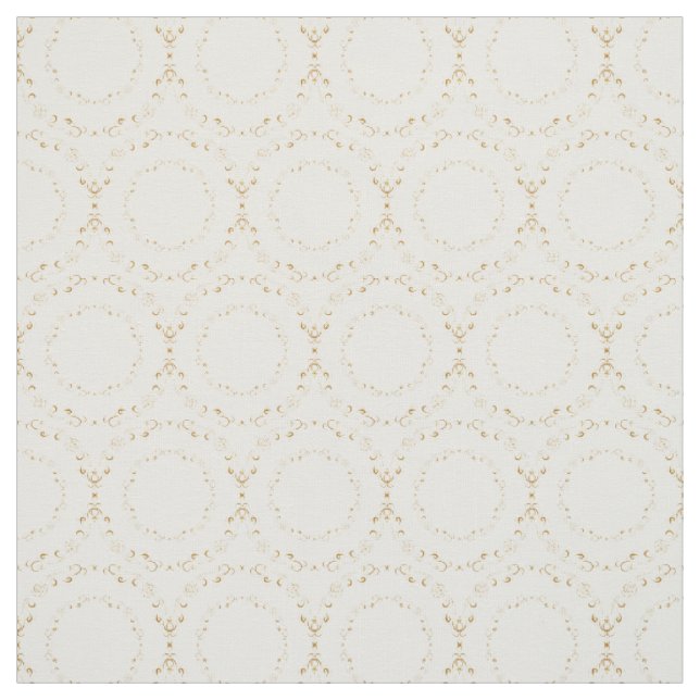 Custom Fabrics-White & Gold Floral Circle Fabric (Swatch)