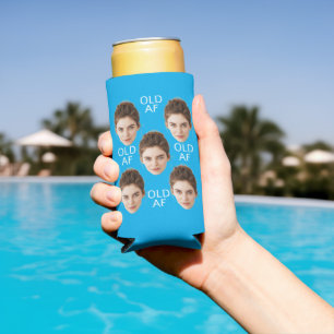 Custom Face 20th 30th 40th 50th 60 Birthday Squad Seltzer Can Cooler
