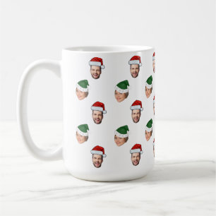 Custom Face 2 Photos Santa Hat Christmas Gift Coffee Mug