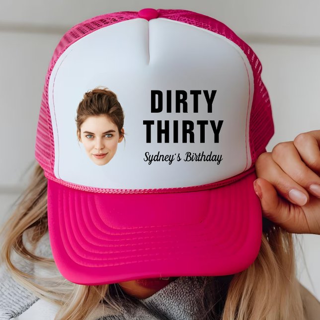 Custom Face 30th 40th 50th 60th 70th Birthday Pary Trucker Hat (Creator Uploaded)