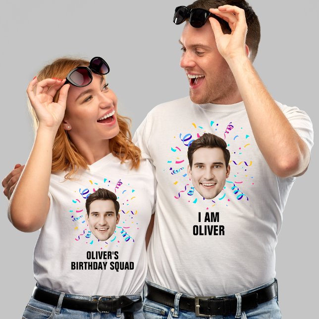 Custom Face 30th 40th 50th 60th 80 Birthday Squad T-Shirt (Creator Uploaded)