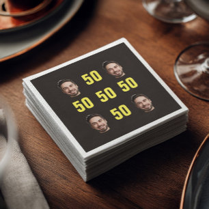 Custom Face 50th Birthday Fun Photo Napkin