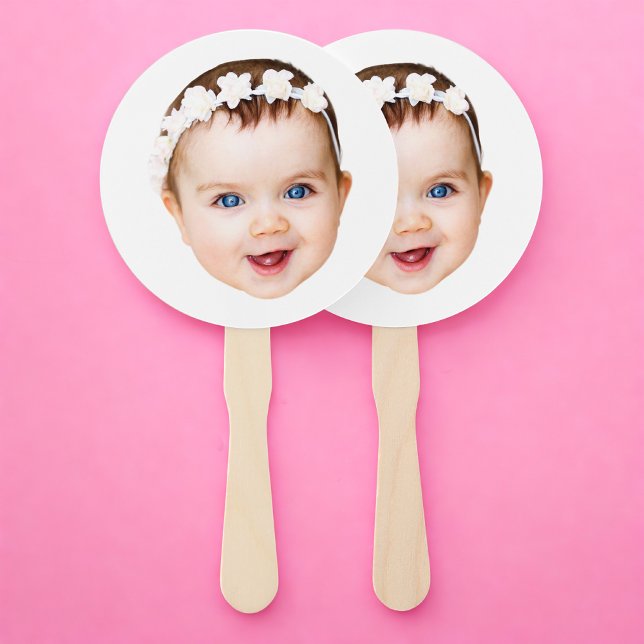 Custom Face Baby Bachelorette Party Birthday Hand Fan (Creator Uploaded)