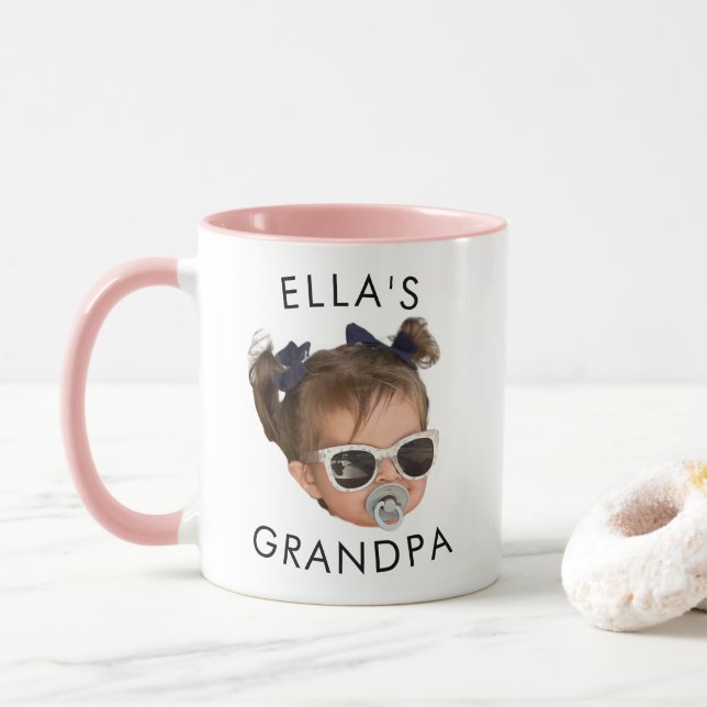 Custom Face, Baby Face Dady Gift, Grandpa Birthday Mug (With Donut)