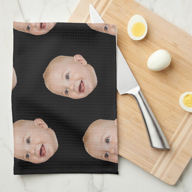 Custom Face Baking Gift Personalised Grandma’s Tea Towel (Quarter Fold)