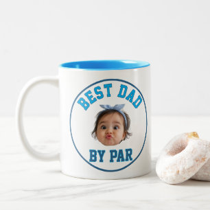 Custom Face Best Dad By Par New Dad Personalised Two-Tone Coffee Mug