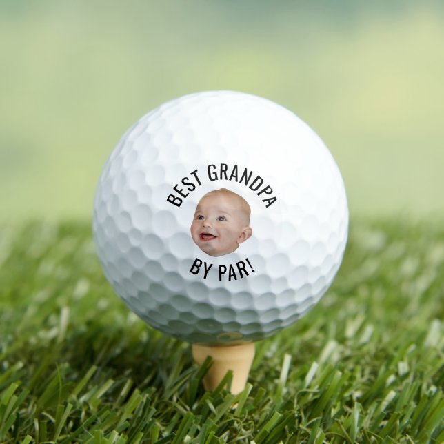Custom Face Best Grandpa By Par Personalised Dad Golf Balls (Insitu Tee)