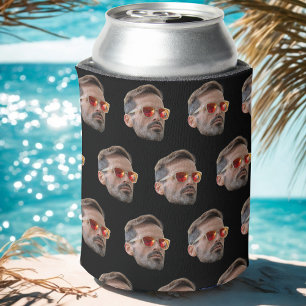 Custom Face Birthday Favors Bachelor Party Black Can Cooler