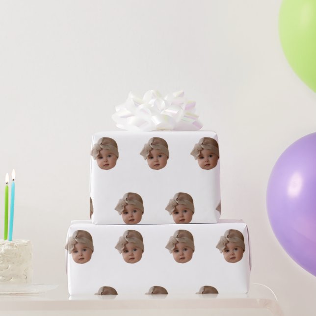 Custom Face Birthday Party Custom Baby Photo Gifts Wrapping Paper (Party Gifts)