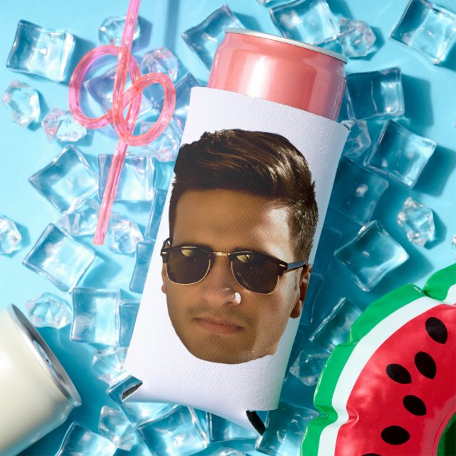 Custom Face Cutout Bachelorette Party Birthday Seltzer Can Cooler (In Situ Summer)