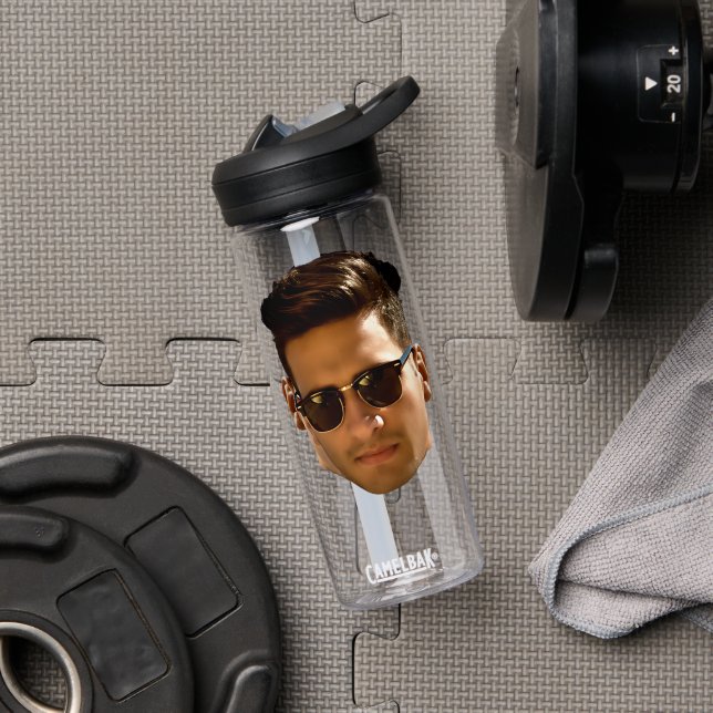 Custom Face Cutout Bachelorette Party Birthday Water Bottle (Gym (Rotated))
