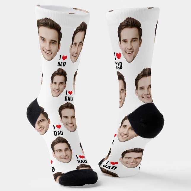 Custom Face Dad Birthday Gift For Dad Father's Day Socks (Angled)