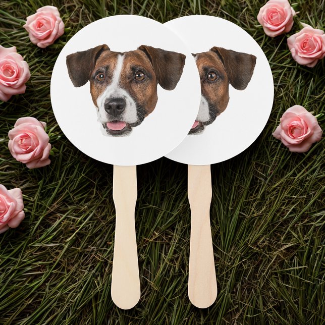 Custom Face Dog Cutout Bachelorette Party Birthday Hand Fan (Creator Uploaded)
