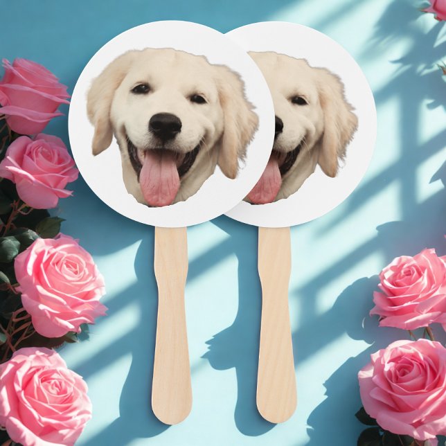 Custom Face Dog Cutout Bachelorette Party Birthday Hand Fan (Creator Uploaded)