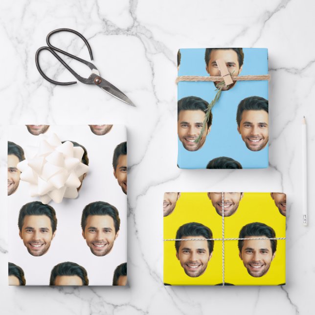 Custom Face | Funny Custom Heads Photo Gift Wrap (Front)