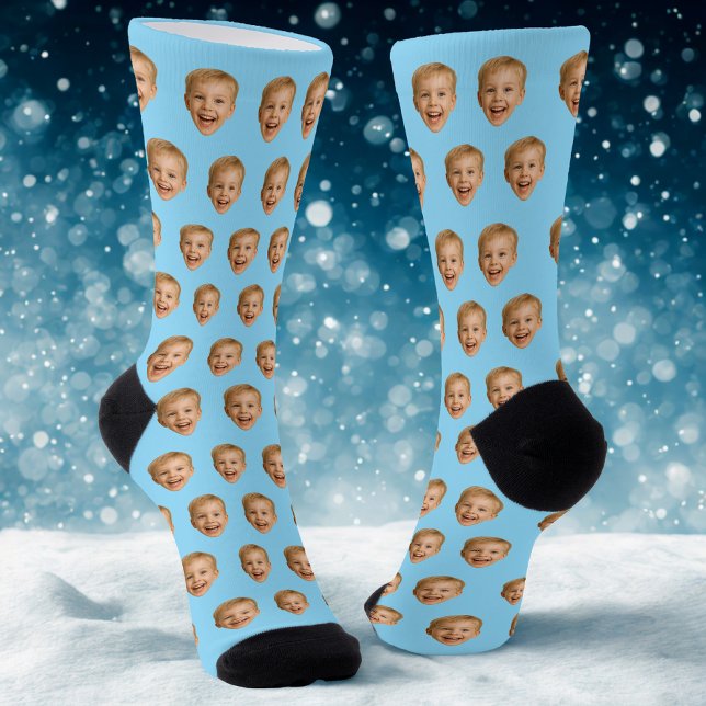 Custom Face Gift, Personalised Face Photo, Blue Socks (Creator Uploaded)