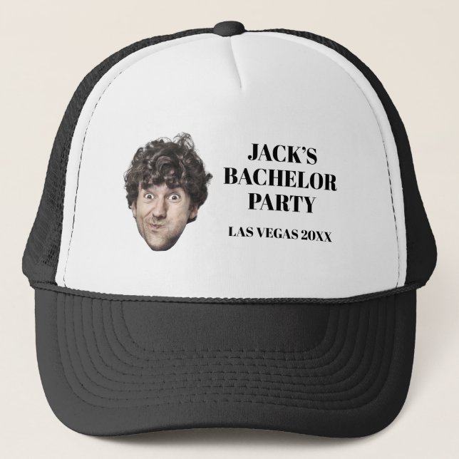 Custom Face Groom Groomsmans Bachelor Party Favour Trucker Hat (Front)