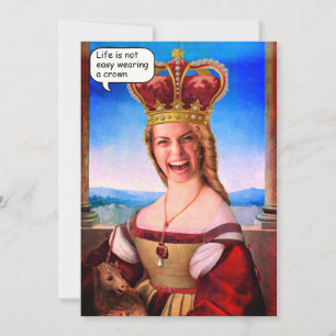 Custom face in hole queen with crown invitation