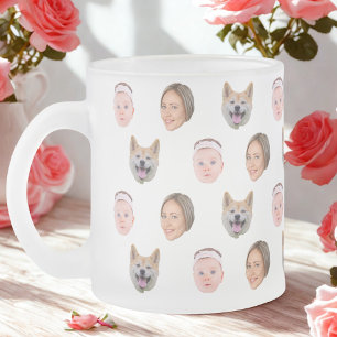 Custom Face Mug, Custom Photo mug, Family Gift  Frosted Glass Coffee Mug